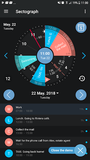 Sectograph. Day Time planner for Samsung Galaxy Feel free