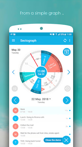 Sectograph. Day Time planner for Samsung Galaxy Feel free